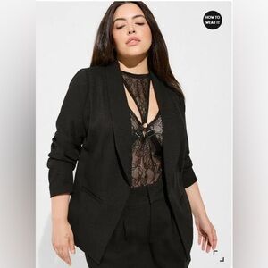 Torrid Studio Pique Longline Classic Fit Blazer Black Jacket Size 1X or 14-16